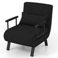 Giantex Convertible Sofa Chair Bed, Leisure Recliner Sleeper w/ 6 Adjustable Position Backrest into Lounge Seat, Folding Sofa Bed w/High Elastic Sponge, Durable Steel, Ideal for Home, Office (Black)