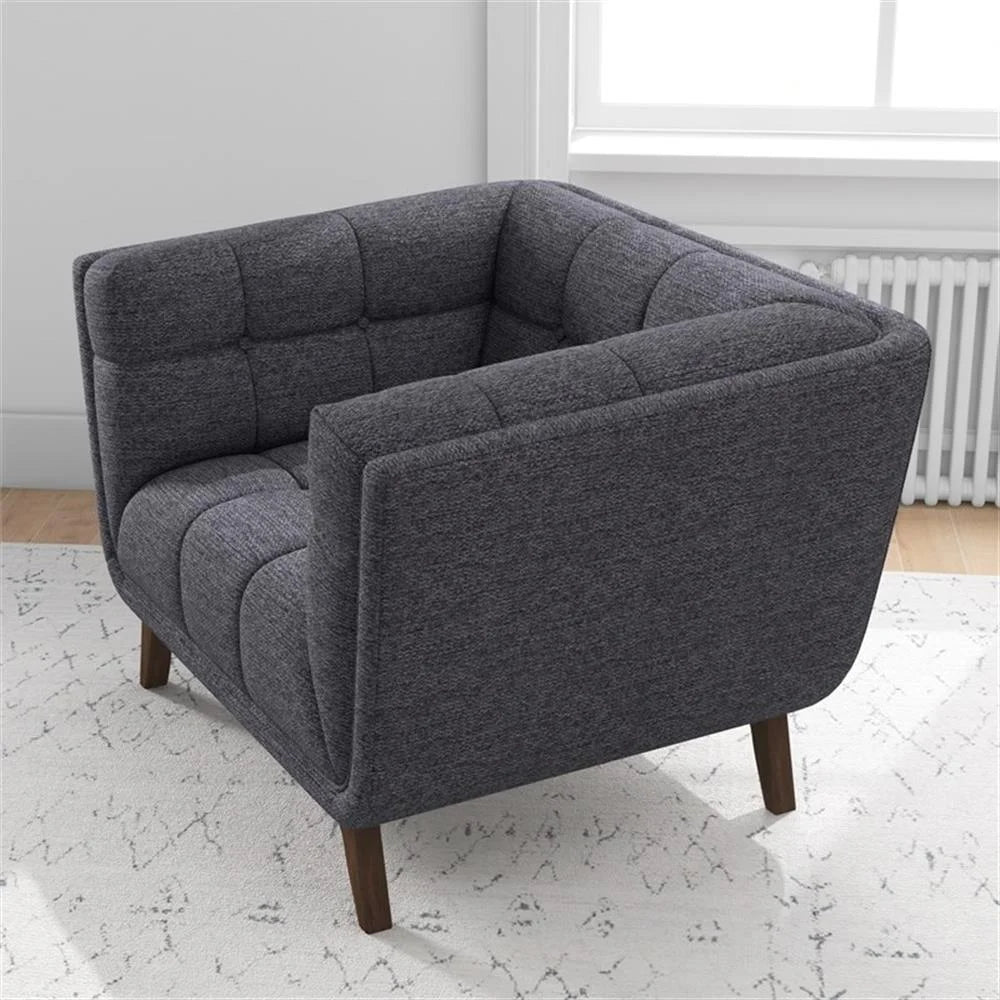 Allen Mid-Century Modern Velvet Upholstered Armchair in Blue