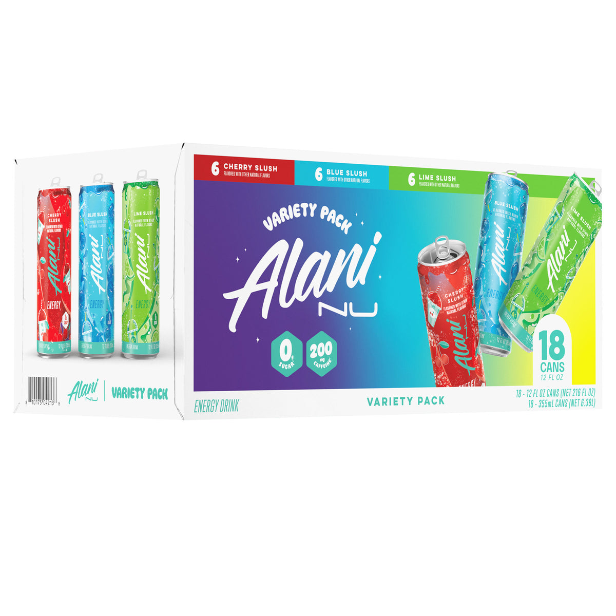 Alani Nu Energy Drink, Lime Slush Variety Pack, 12 fl oz, 18-count