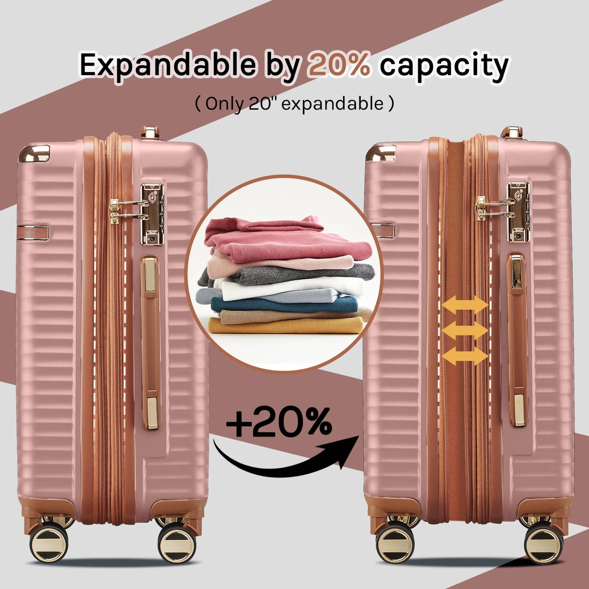 Joyway 3-Piece Carry-On Luggage Set with Swivel TSA Lock and Leather Carry Bag