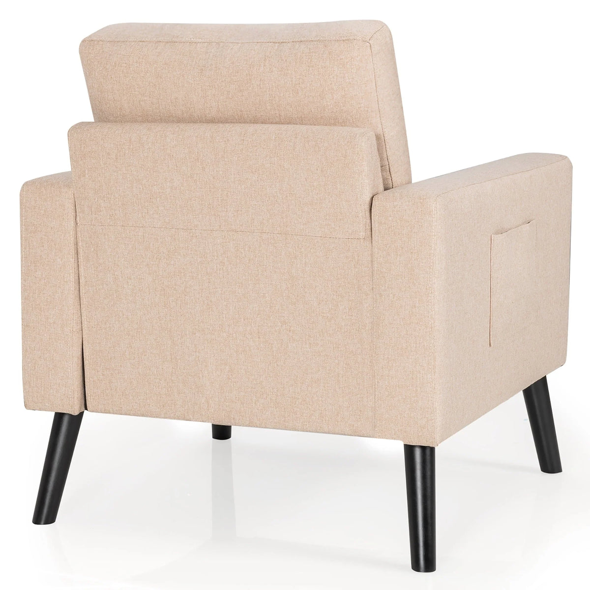 Costway Set of 2 Accent Armchairs Upholstered Single Sofa Chairs w/ 2-Side Pockets Beige
