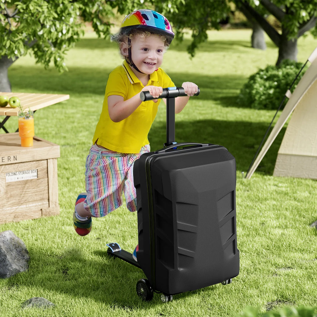 TABU Scooter Luggage for Kids & Adults, Carry on Luggage with Wheels for Kids Ages 6-15,Blue