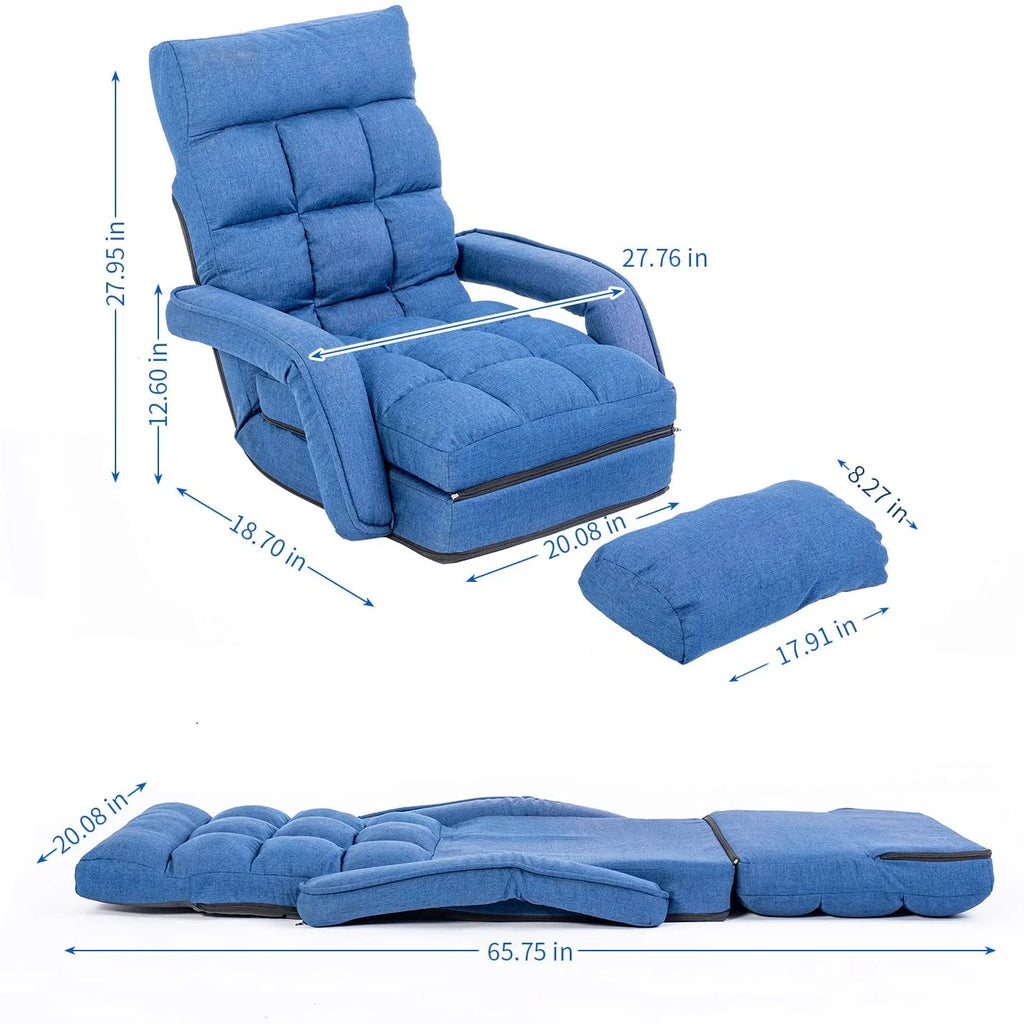 Prime Garden Floor Chair 6-Position Folding Gaming Chair for Meditation Indoor, Light Gray