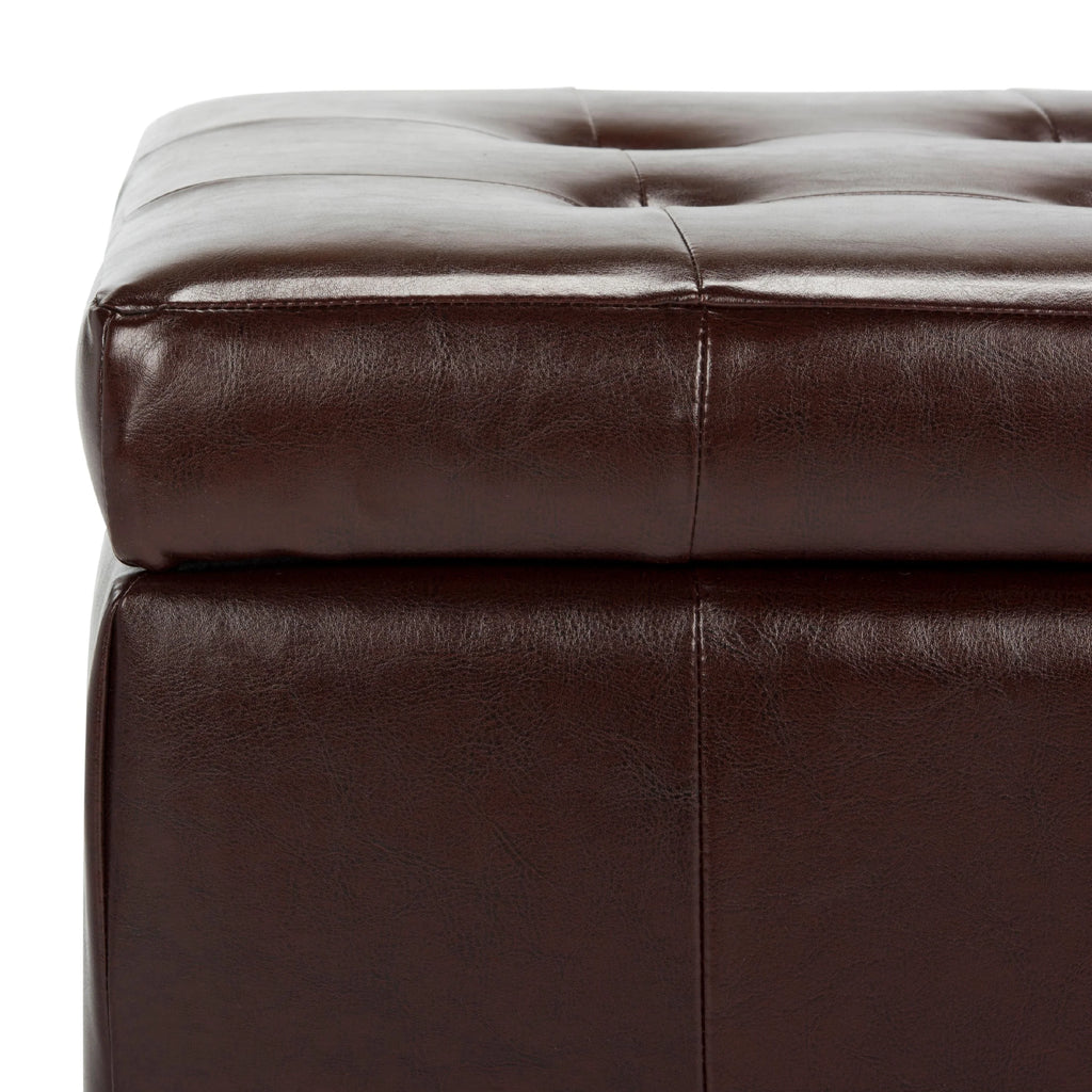 SAFAVIEH Small Manhattan Rustic Tufted Storage Bench, Brown