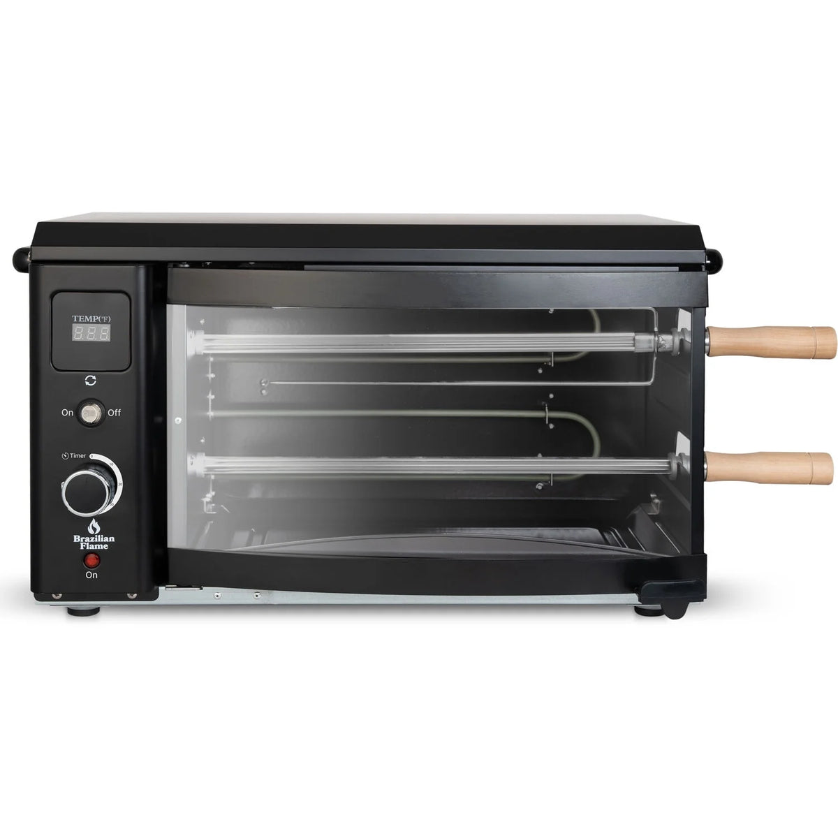 Brazilian Flame 2-Skewer Brazilian Rotisserie Electric Grill in Red