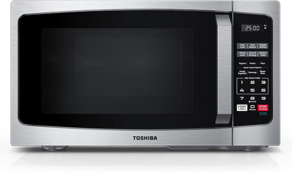 TOSHIBA 0.9 Cu Ft Microwave Oven, 6 Auto Menus, Mute Function, Child Lock, 900W, Stainless Steel