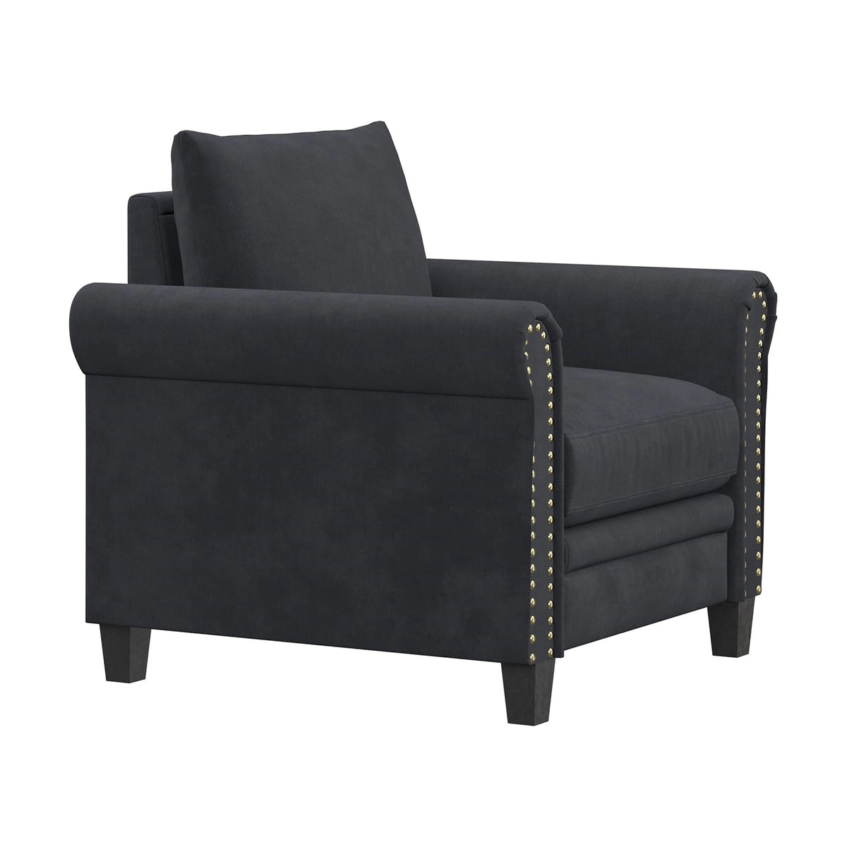Lifestyle Solutions Fallon Armchair with Nail Head Trim, Gray Fabric