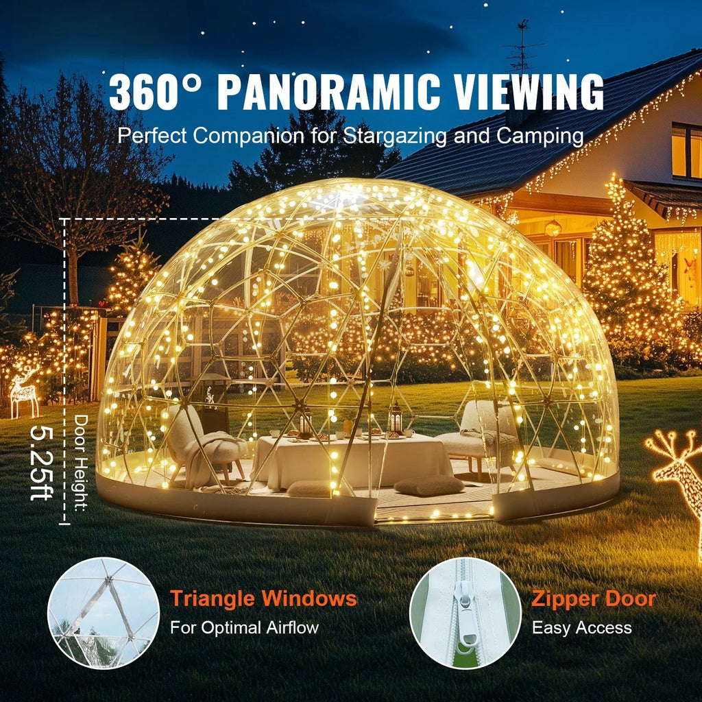 9.5FT Outdoor Bubble Tent Transparent Dome Camping Shelter with Zip Door & Windows Waterproof Pop-Up Tent for Stargazing, Backyard, Patio & Glamping Portable Instant Setup