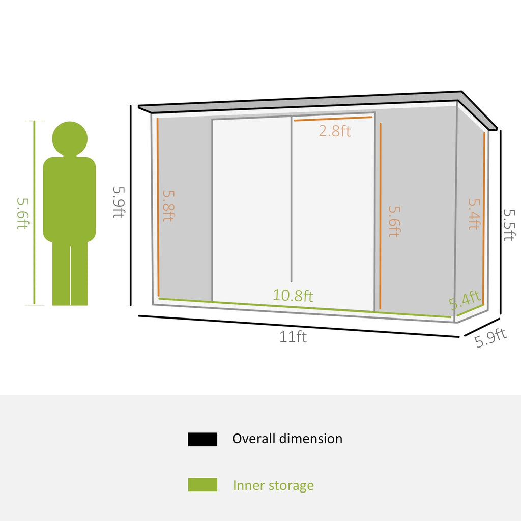Outsunny Metal Outdoor Storage Shed with Lockable Doors, 3.3' x 3.4', Brown