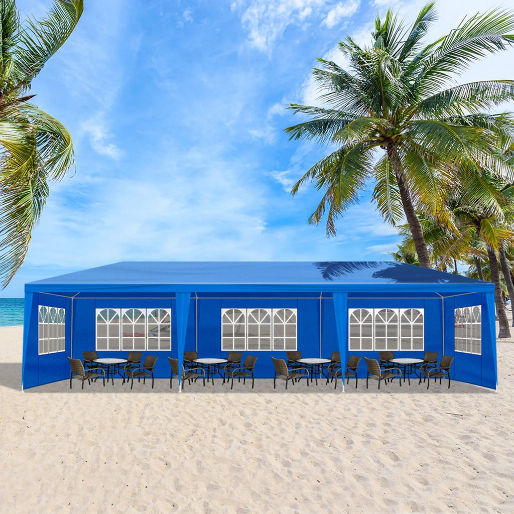 10'x30' Outdoor Party Tent with 8 Removable Sidewalls - Waterproof Canopy Patio Wedding Gazebo for Backyard Events, Blue