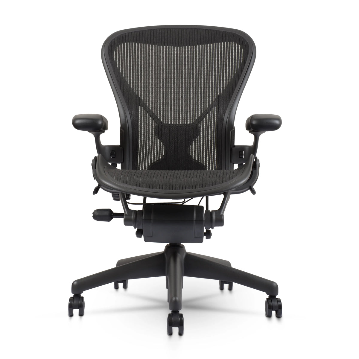 Herman Miller Aeron Chair Size B (𝙍𝙚𝙛𝙪𝙧𝙗𝙞𝙨𝙝𝙚𝙙) Fully Loaded PostureFit Clip‑Latch Adjustable Arms and 12‑Year Warranty along with 3 Yr Mechanical Warranty