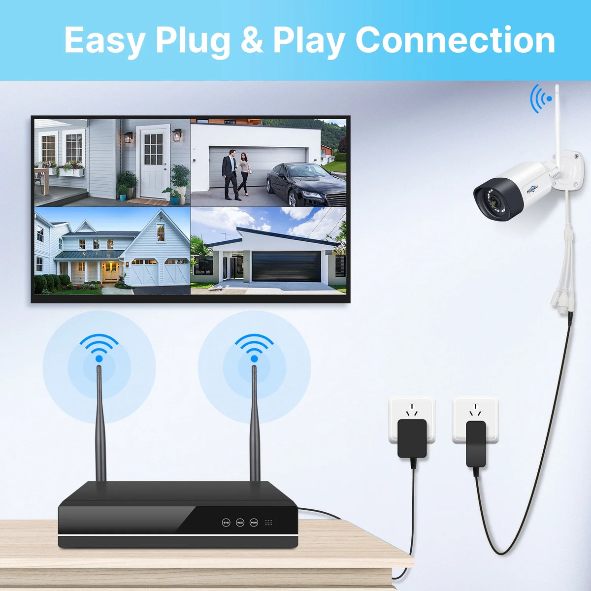 Hiseeu Wireless Security System w/ 4 Cameras, 2 Way Audio, & 1TB Hard Drive