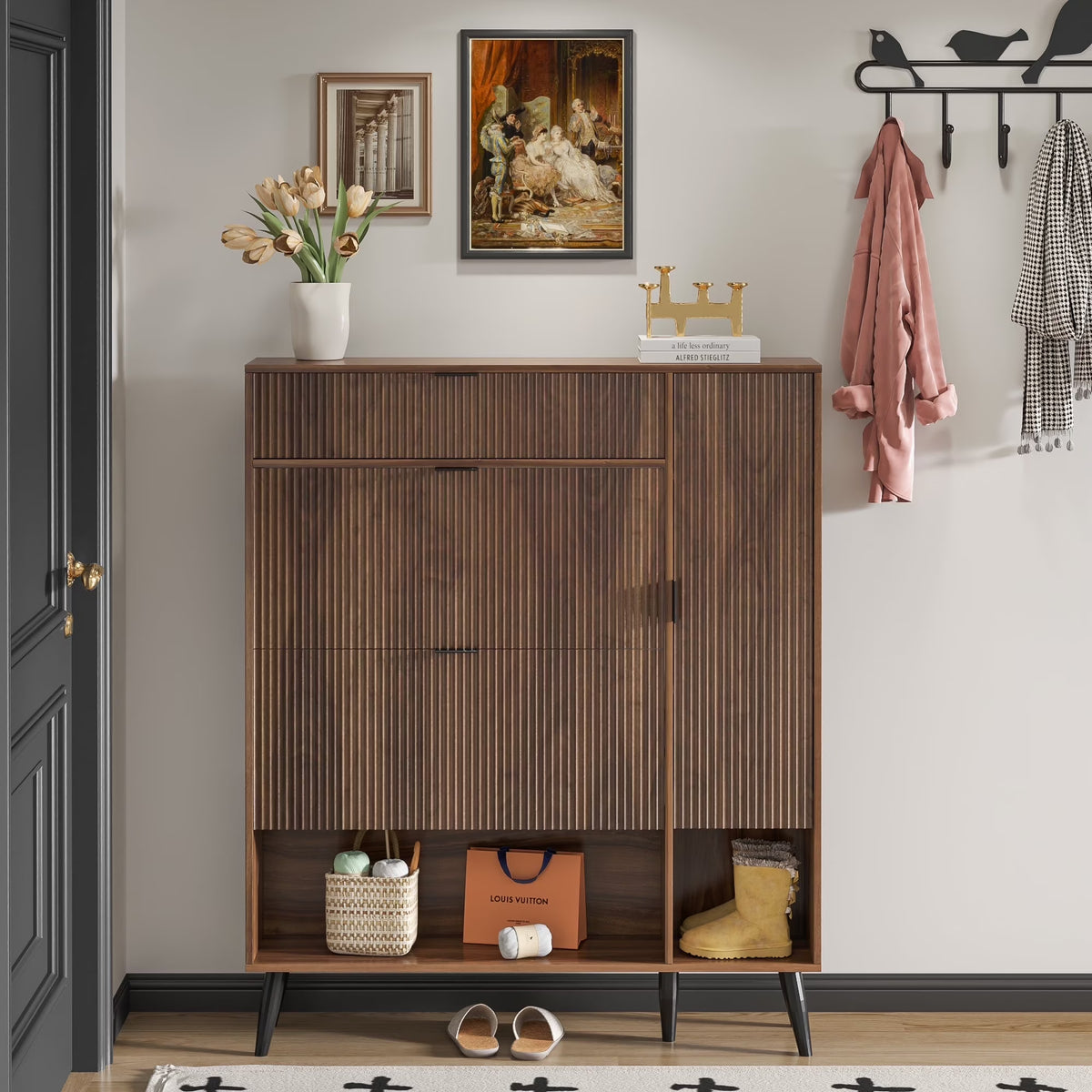 Shoe Cabinet with Drawers, slim storage cabinets, entryway shoe storage cabinets