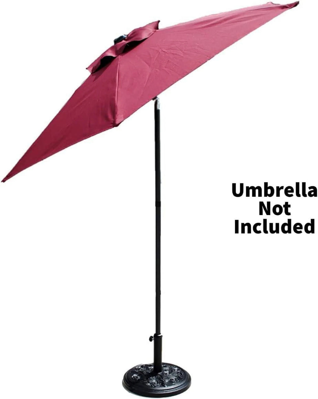 S4O Heavy Duty Round Outdoor Patio Pool Umbrella Base Stand w/ Black Rose Design