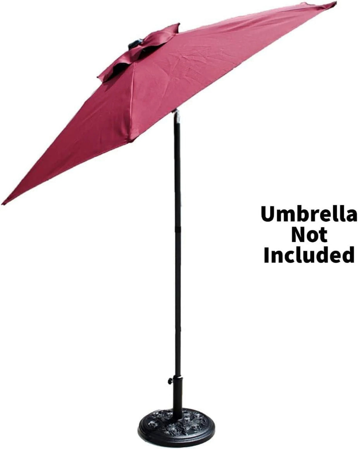 S4O Heavy Duty Round Outdoor Patio Pool Umbrella Base Stand w/ Black Rose Design