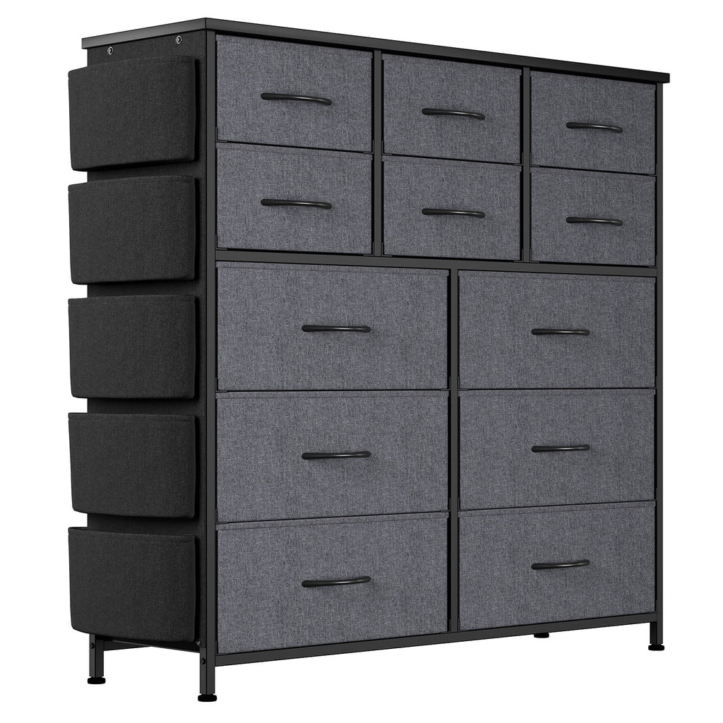 KATIDAP Dresser for Bedroom with 12 Drawer, Dressers & Chests of Drawers for Hallway, Entryway, Storage Organizer Unit with Fabric, Sturdy Metal Frame, Wood Tabletop, Easy Pull Handle,Pink