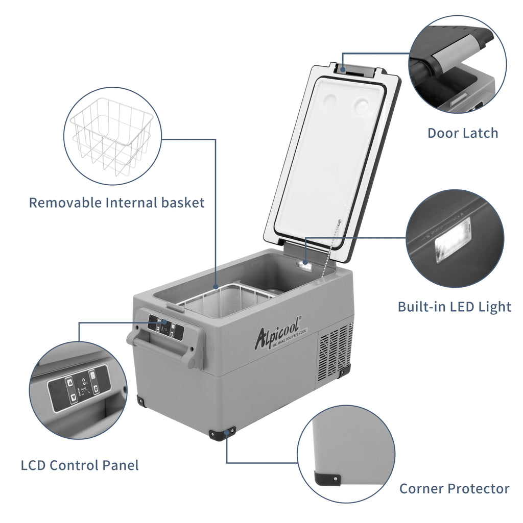 Alpicool CF55 Portable Refrigerator 12 Volt Car Freezer 58 Quart(55 Liter) Vehicle, Car, Truck, RV, Boat, Mini fridge freezer for Driving, Travel, Fishing, Outdoor -4F to 68F