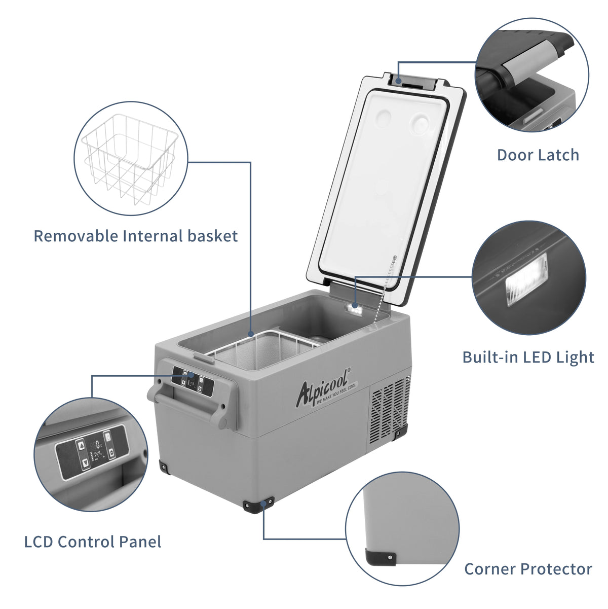 Alpicool CF55 Portable Refrigerator 12 Volt Car Freezer 58 Quart(55 Liter) Vehicle, Car, Truck, RV, Boat, Mini fridge freezer for Driving, Travel, Fishing, Outdoor -4F to 68F