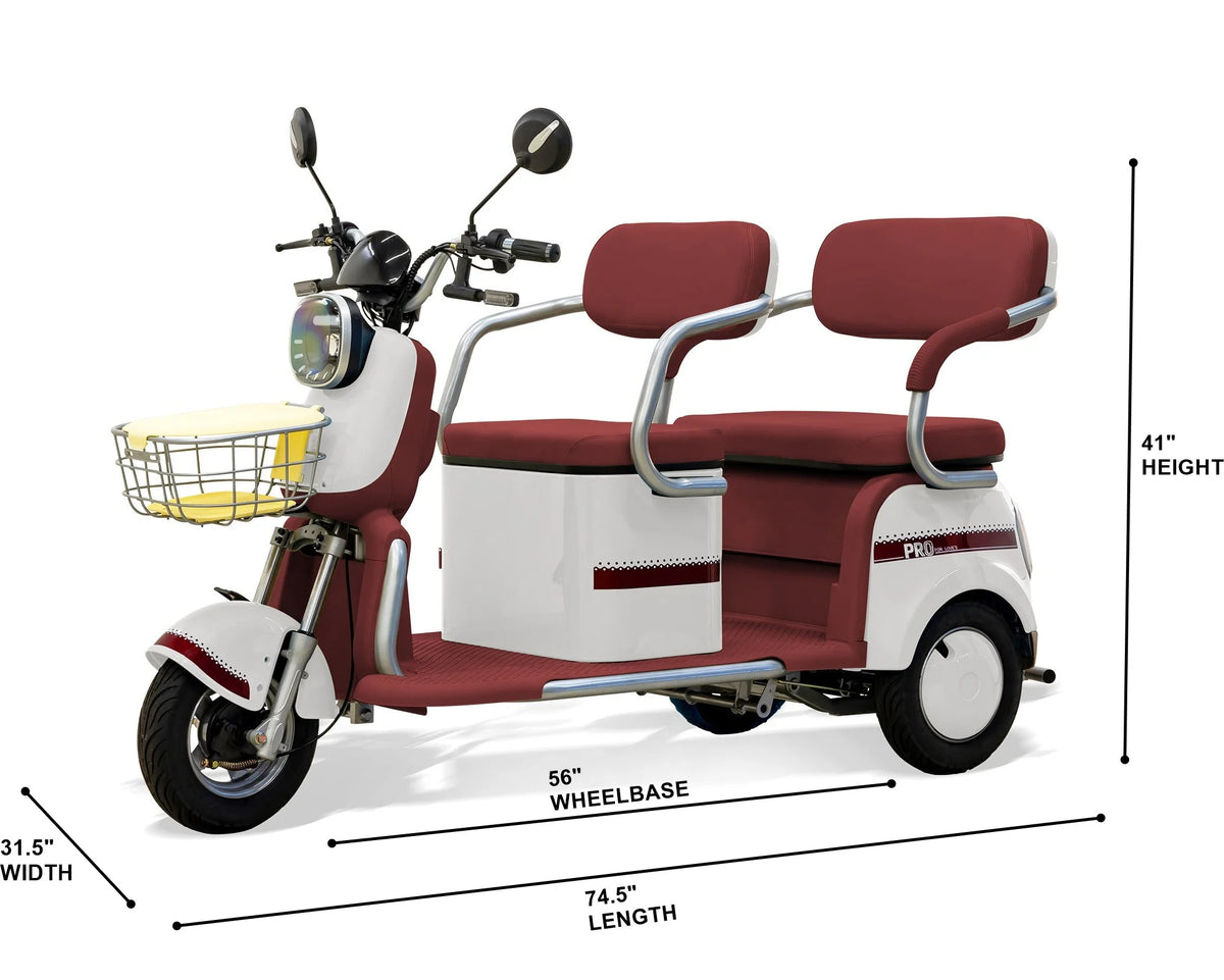 Massimo MGC E-Trike 3-Wheel Electric Cart 17 MPH, 2-Seater Adult Scooter Blue