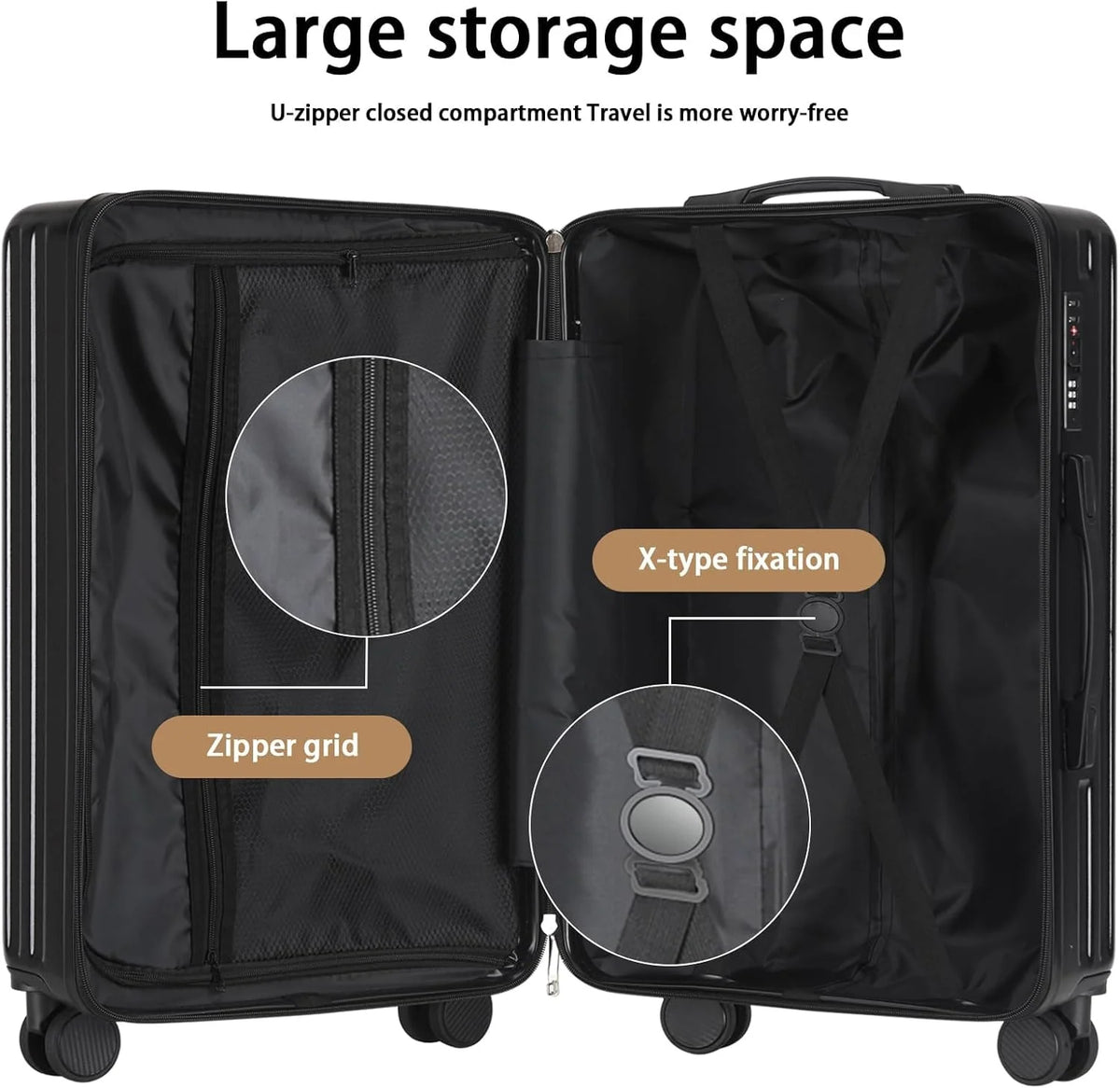 20 Inch Carry On Luggage With Cup Holder & USB Port, Airline Approved TSA-locked Luggage, Lightweight PC Material Travel Suitcase With 360 Spinner Wheel
