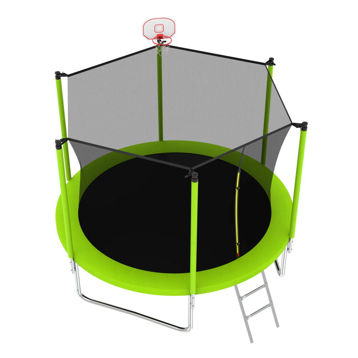 8FT Trampoline for Kids,Outdoor Trampoline with Basketball Hoop,Heavy-Duty Trampoline with Safety Enclosure Net,Blue