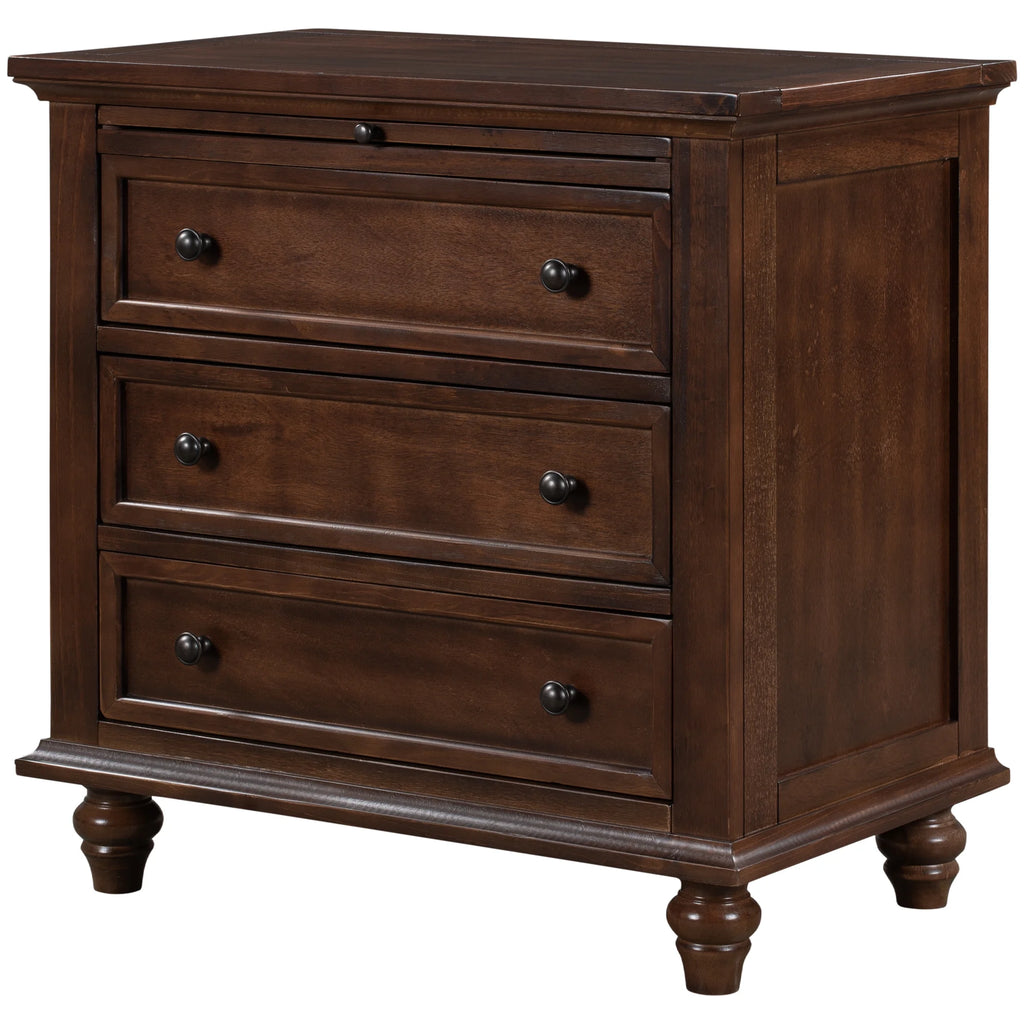 EUROCO 28 Larger Solid Wood 3-Drawer Side Table Nightstand, End Table with Pull out Tray for Bedroom, Living Room, Hallway, Entryway,White