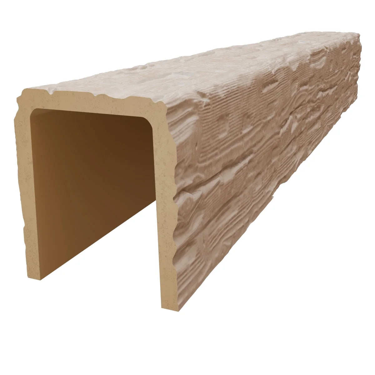 Ekena Millwork 3 1/2"W x 3 1/2"H x 120"L 3-Sided (U-Beam) Salvaged Timber HeritageTimber Faux Wood Ceiling Beam, Kona Brown