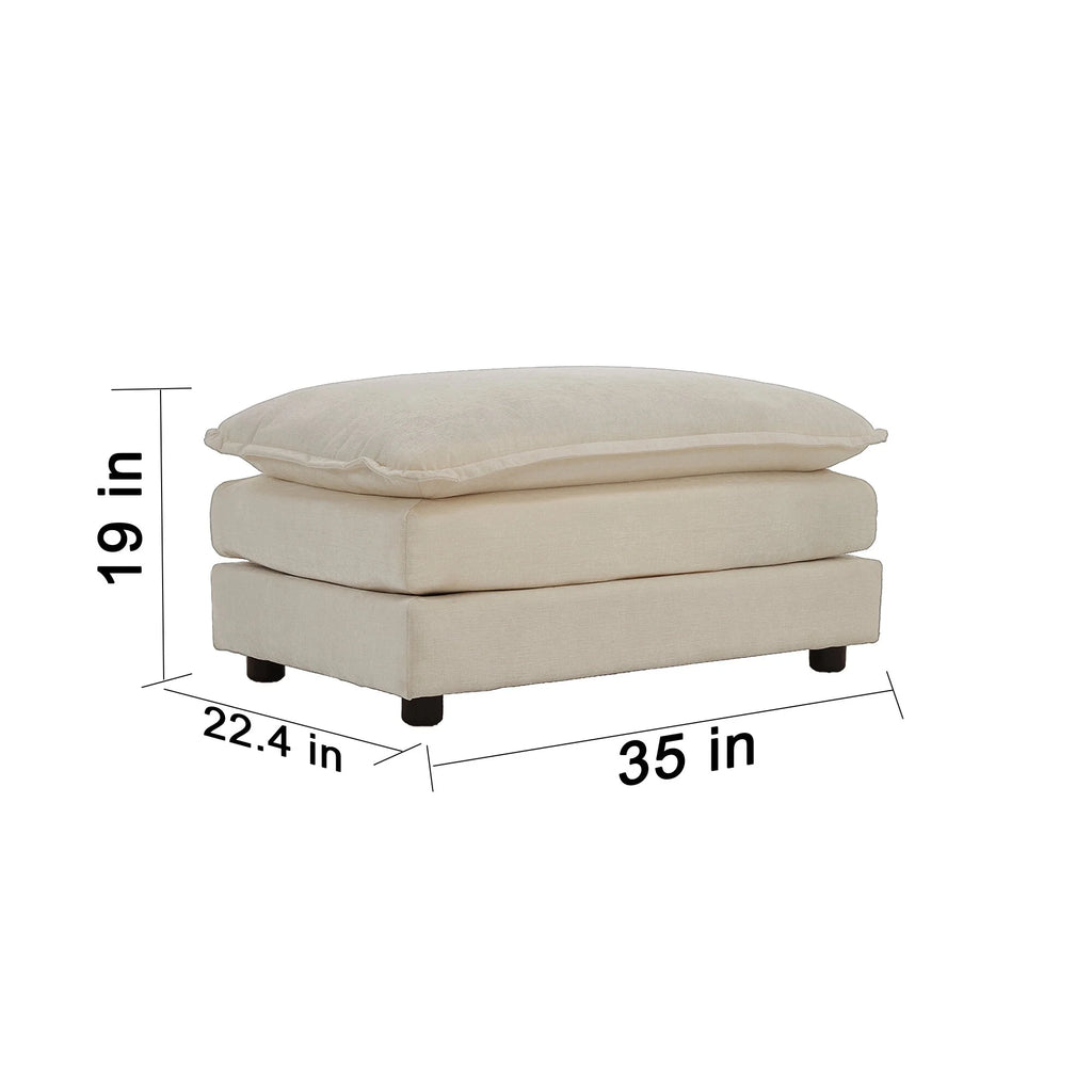 Comfy Deep Seat Sofa Chair, Upholstered Chenille Fabric Armchair with Toss Pillow for Living Room, Bedroom - Beige, Sturdy Wood Frame, 22+ Combination Options