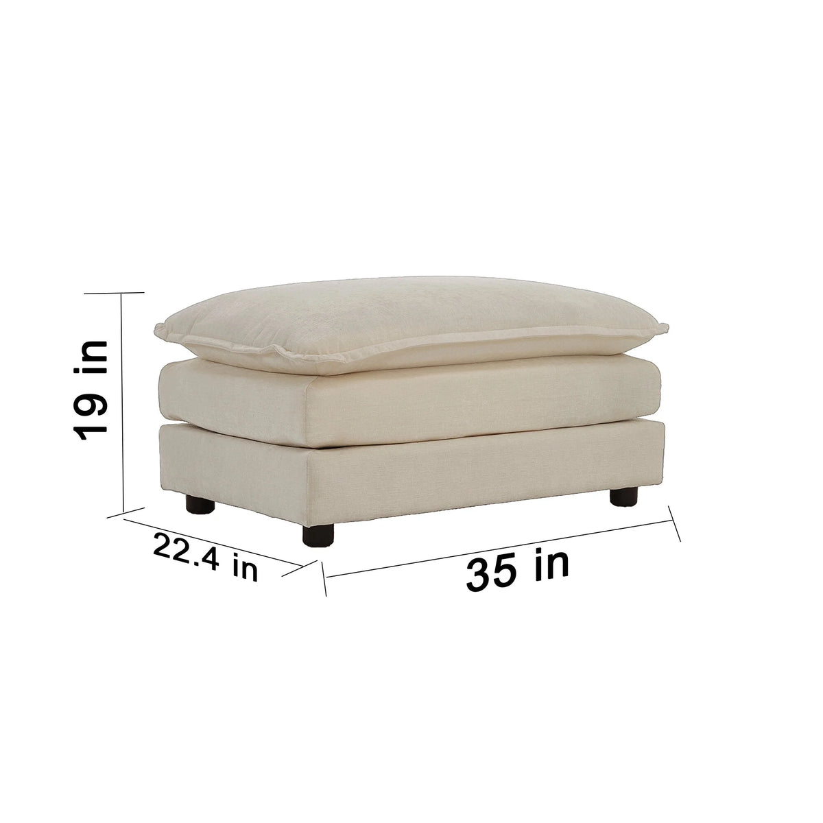 Comfy Deep Seat Sofa Chair, Upholstered Chenille Fabric Armchair with Toss Pillow for Living Room, Bedroom - Beige, Sturdy Wood Frame, 22+ Combination Options