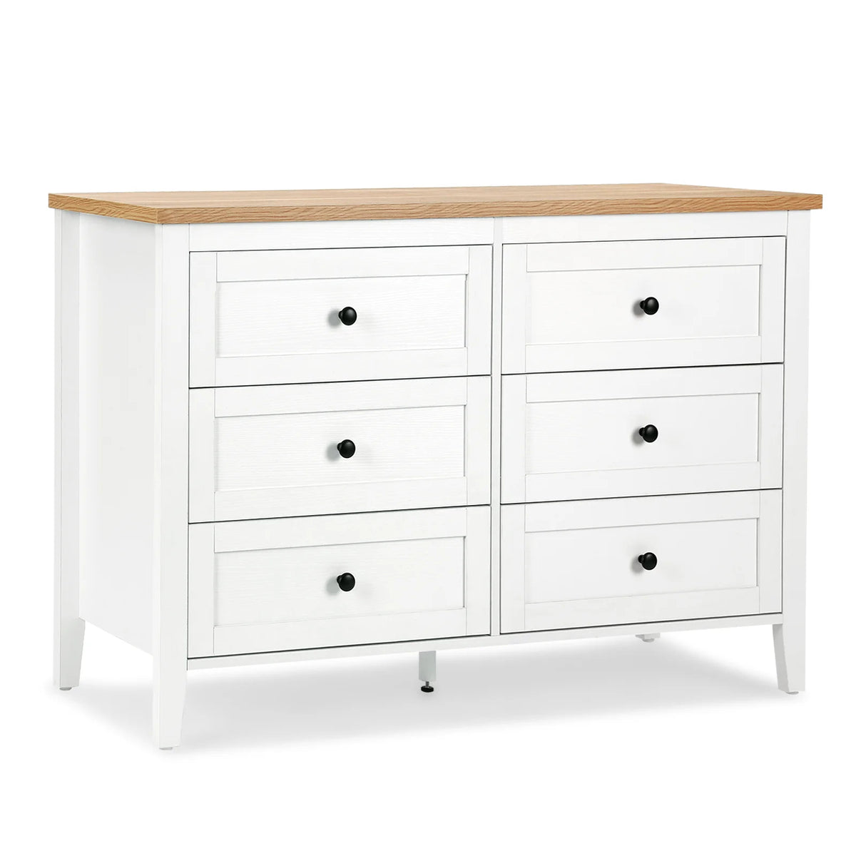 RichYa 6 Drawer Dresser for Bedroom,Chest of Drawers with Metal Knobs,Dresser for Closet,White
