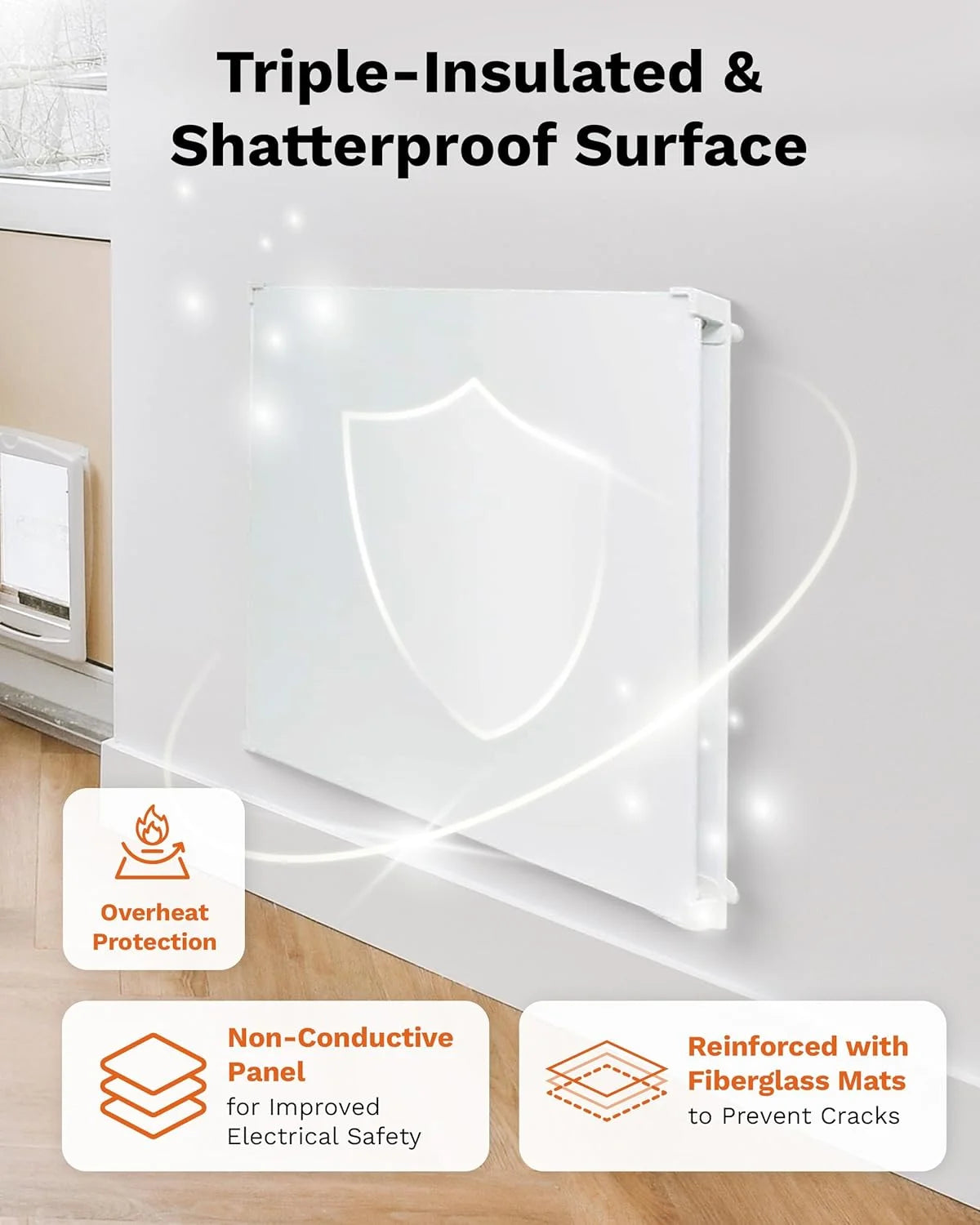 Amaze Heaters Dual Smart 400W Energy Efficient Space Heater w/Heat Guard & Wall Mount Kit - 24 x24 Paintable & Silent Indoor Electric Heater - For Up to 160 sq ft Rooms Such as Bedroom & Bathroom