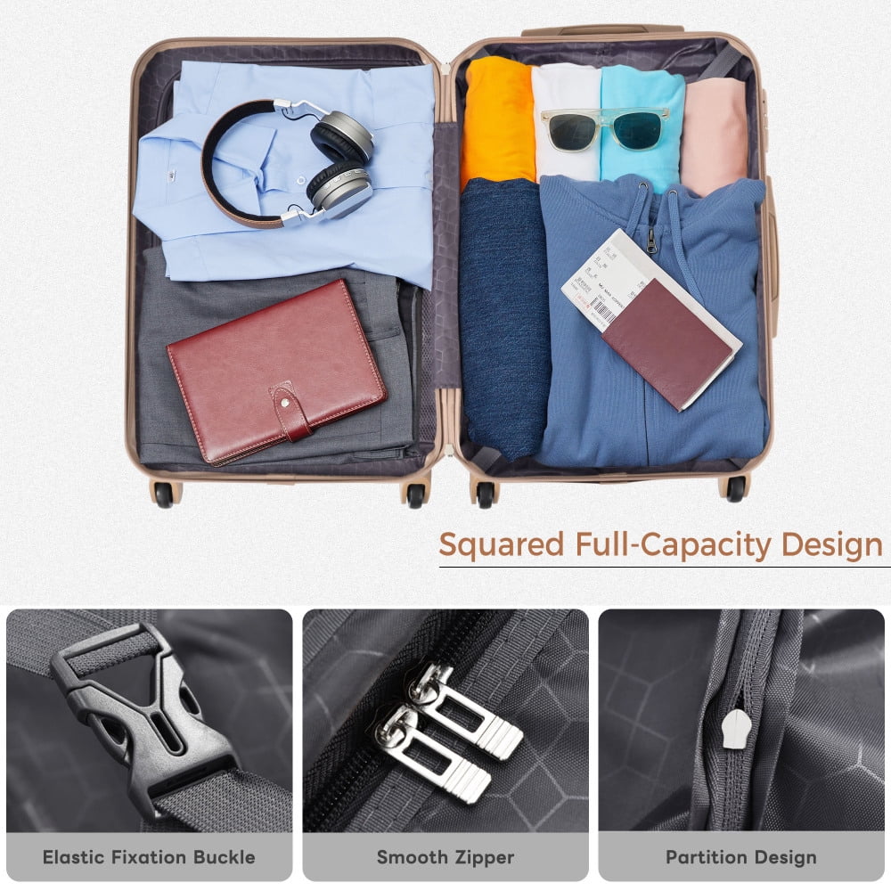 Luggage Sets 4 Piece,  ABS Durable Suitcase with Travel Bag, Carry On Luggage Suitcase Set with 360 Spinner Wheels