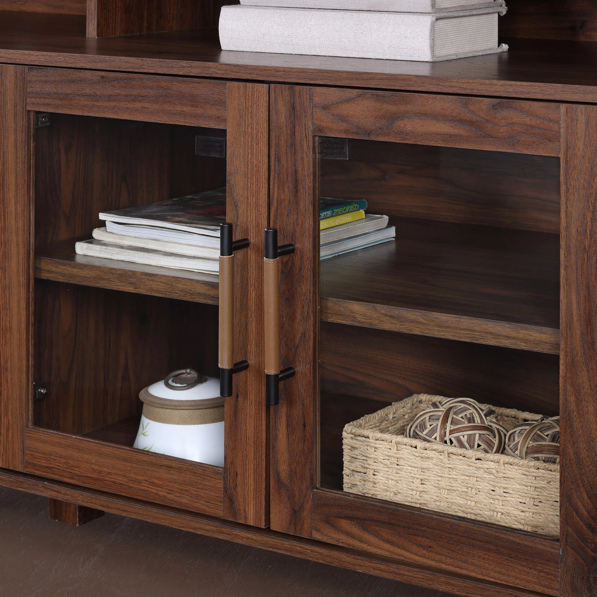 Better Homes & Gardens Reading Refined Farmhouse TV Stand for TVs up to 65", Walnut Finish