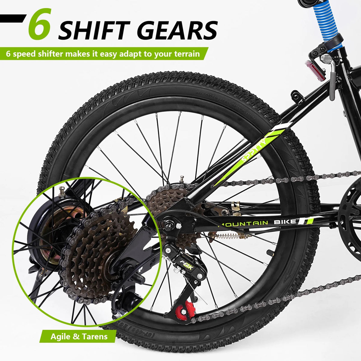 SPPTTY 20-24 inch Bike,6-Speed Mountain Bike for Men Women Boys Girls,Comfort Saddle,Blue