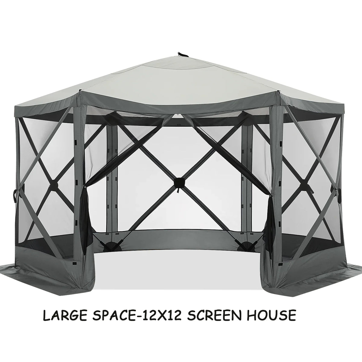 COBIZI 12x12 Pop Up Canopy Gazebo, Outdoor Canopy Tent Screen House with 5 sidewalls and Netting for Camping, Waterproof, UV Resistant, Ez Set-up Party Tent with Carrying Bag and Ground Stakes,Brown