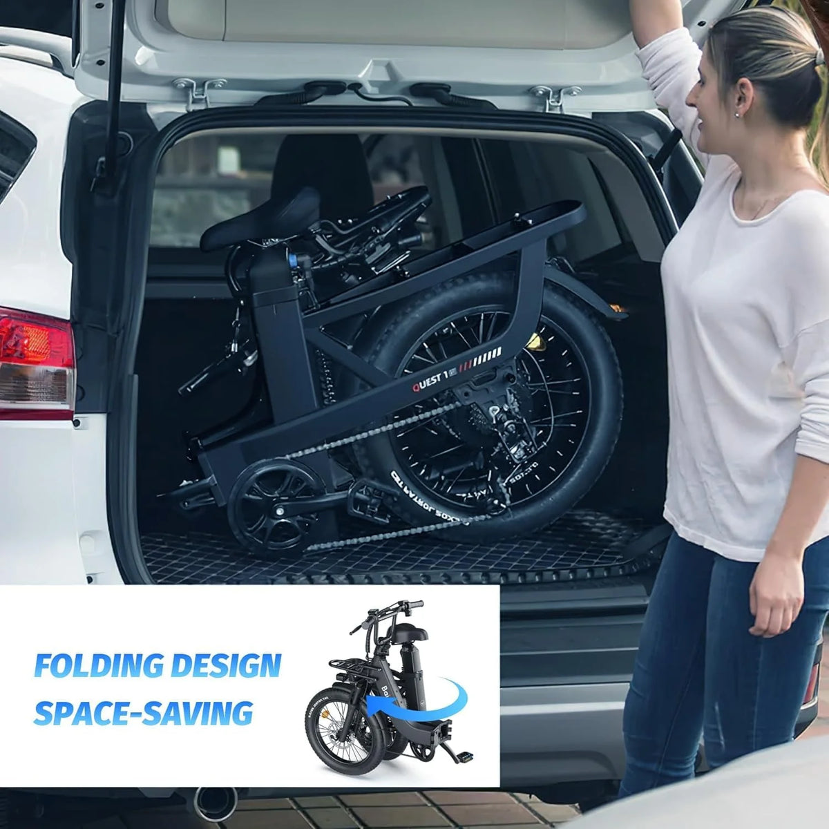 Electric Bike for Adults with 1500W Peak Motor,80Miles Max Range,7 Speed Gear,750WH Detachable Battery,Folding Ebike with 20'' Fat Tire Full Suspension UL Certificated Bicycle