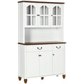 Barara King Kitchen Pantry,Kitchen Buffet with Hutch 6 Door 2 Drawer Adjustable Shelves, White