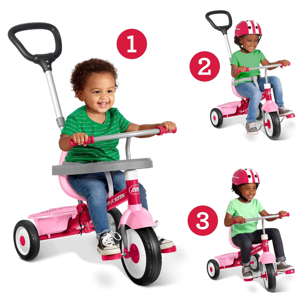 Radio Flyer, 3-in-1 Stroll 'N Trike, 3 Stages Grows with Child, Pink Tricycle