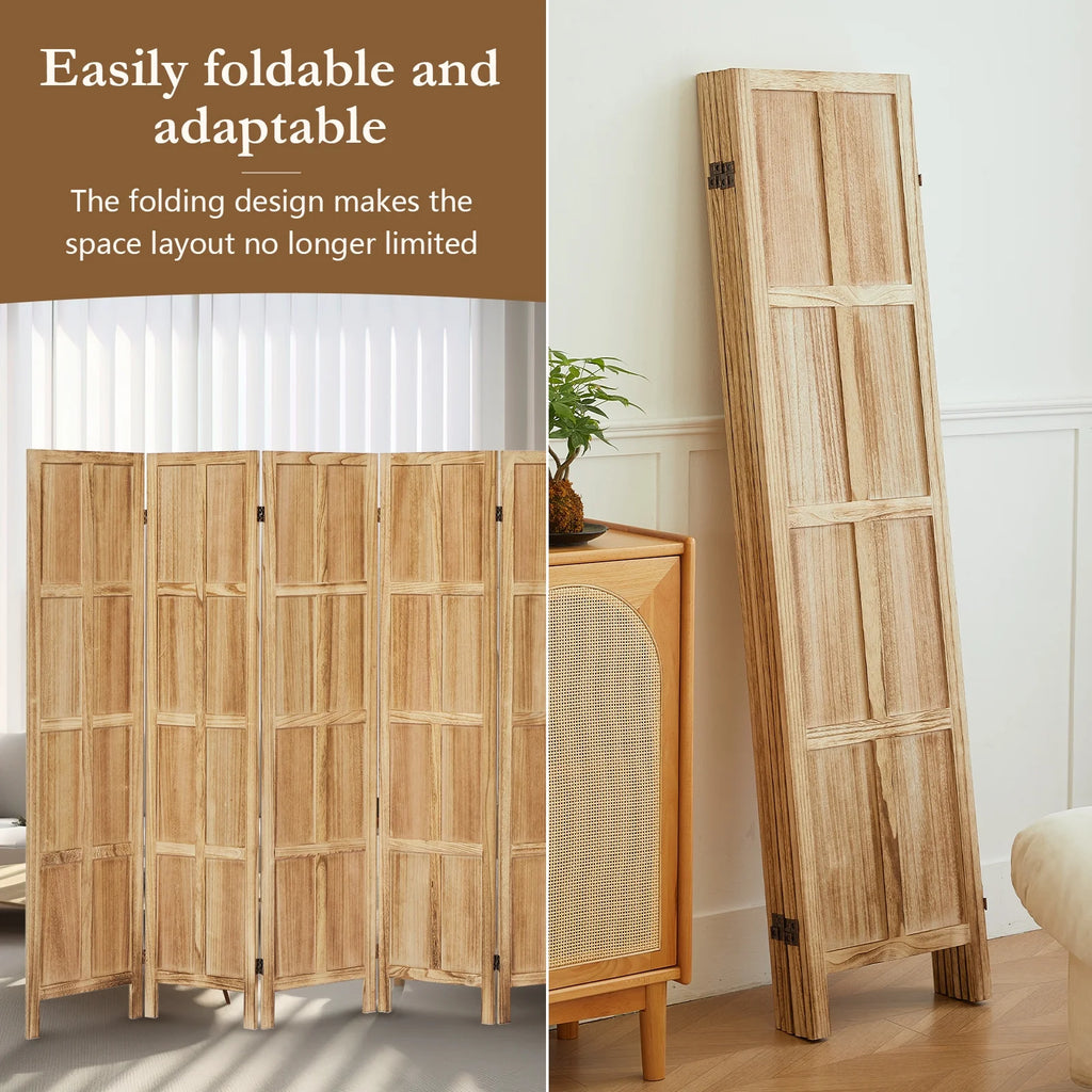 Aletheiawu 4 Panel Room Divider Wall and Folding Privacy Screens No Installation Required White