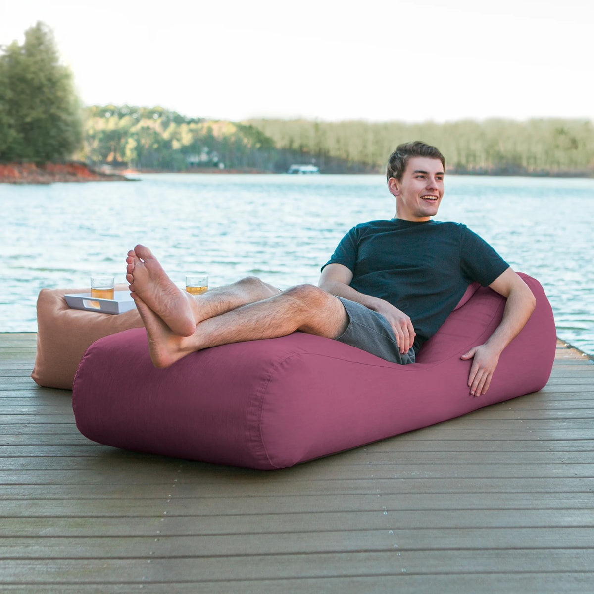 Jaxx Bean Bags Jaxx Arlo Outdoor Bean Bag Lounge with Pillow Granite