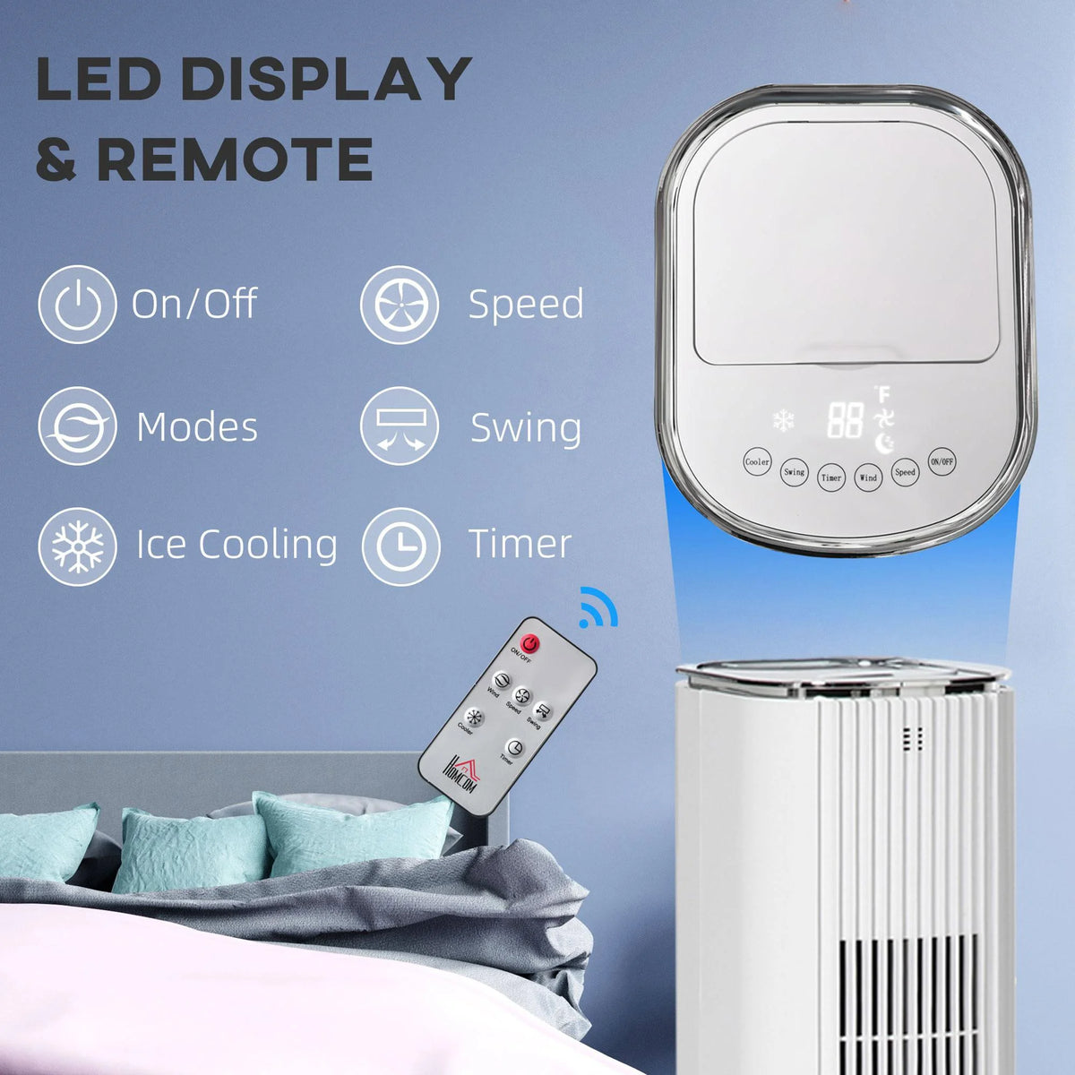 Resenkos 42" 3-In-1 Evaporative Air Cooler with Water Tank, Ice Cooling Fan with Humidifier, 52 Oscillating Portable Swamp Cooler, White