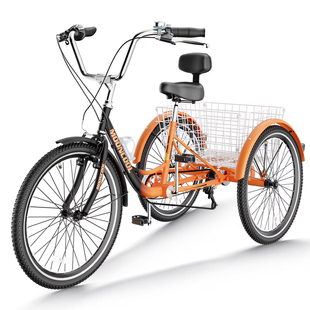 FICISOG 7 Speed Adult Tricycle for Women, 20/24/26 Inch Adult Trike with Basket, 3 Wheel Bikes for Adults Seniors, Cruise Trike for Shopping Picnic