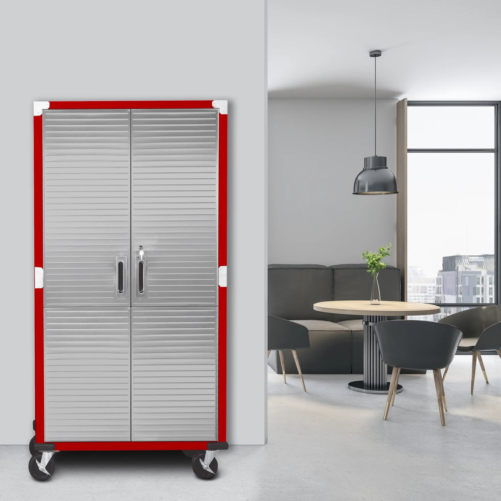 Seville Classics UltraHD Steel Body Lockable Storage Filing Cabinet Organizer Locker Shelving Unit 36" W x 18" D x 72" H, Granite
