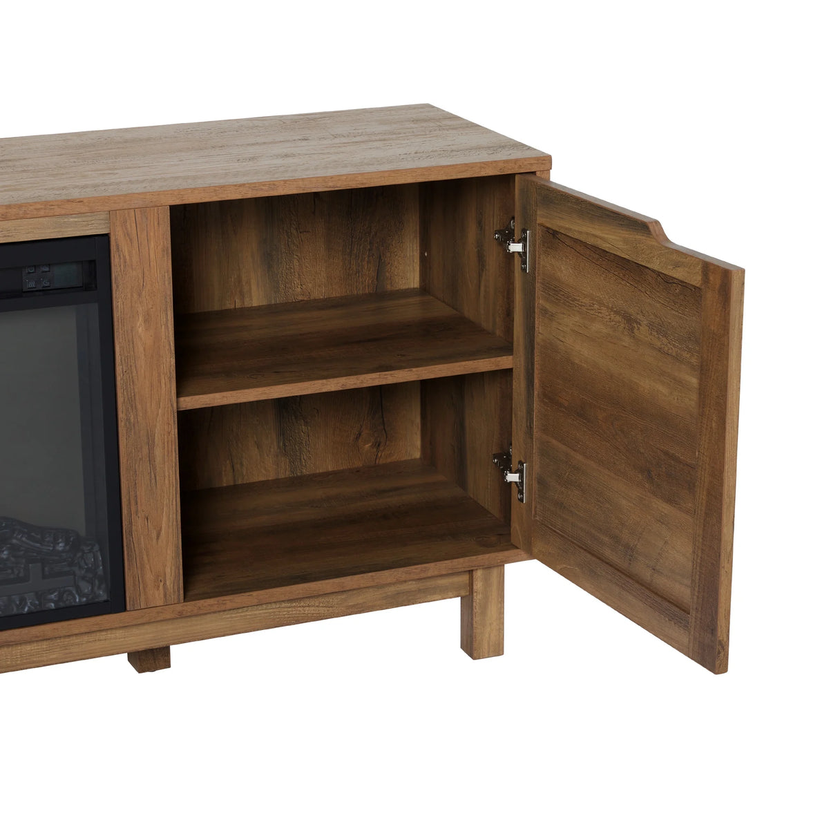Walker Edison Transitional 2-Door Fireplace TV Stand for TVs up to 65, Reclaimed Barnwood