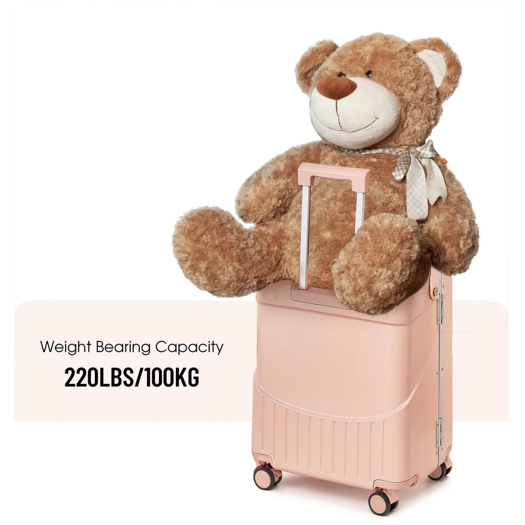 22 Inch TSA Lock Luggage with for Kids& Adult,Check in Lockable Spinner Wheels Free Luggage Cover and Safety Seatbelt Travel Suitcase