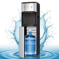 UrbanSync Bottom-Mounted Water Dispenser, 3 Temperatures (Hot, Cold, and Room), with Safety Lock, LED Lighting, Empty Bottle Alert, Silver