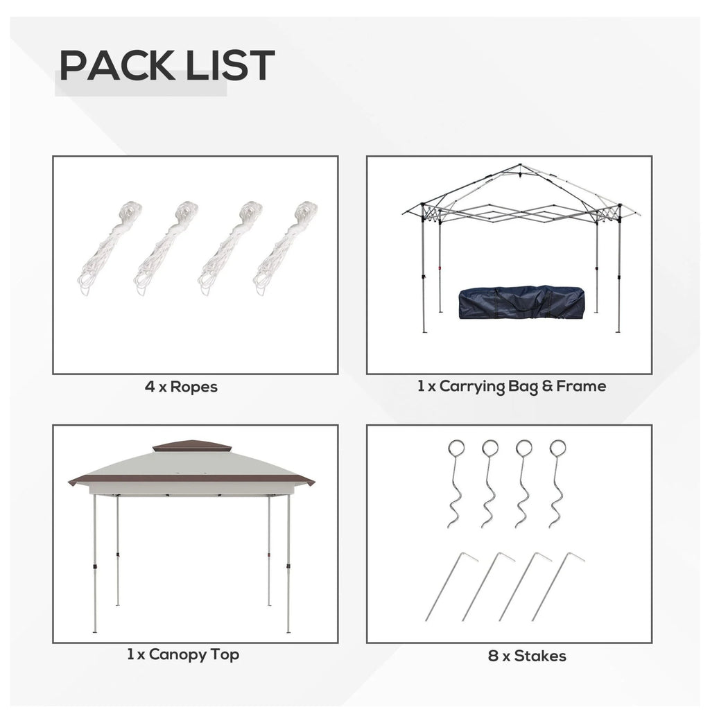 12' x 12' Pop Up Canopy Tent with Netting and Carry Bag, Instant Sun Shelter with 137 sq.ft Shade, Beige and Brown