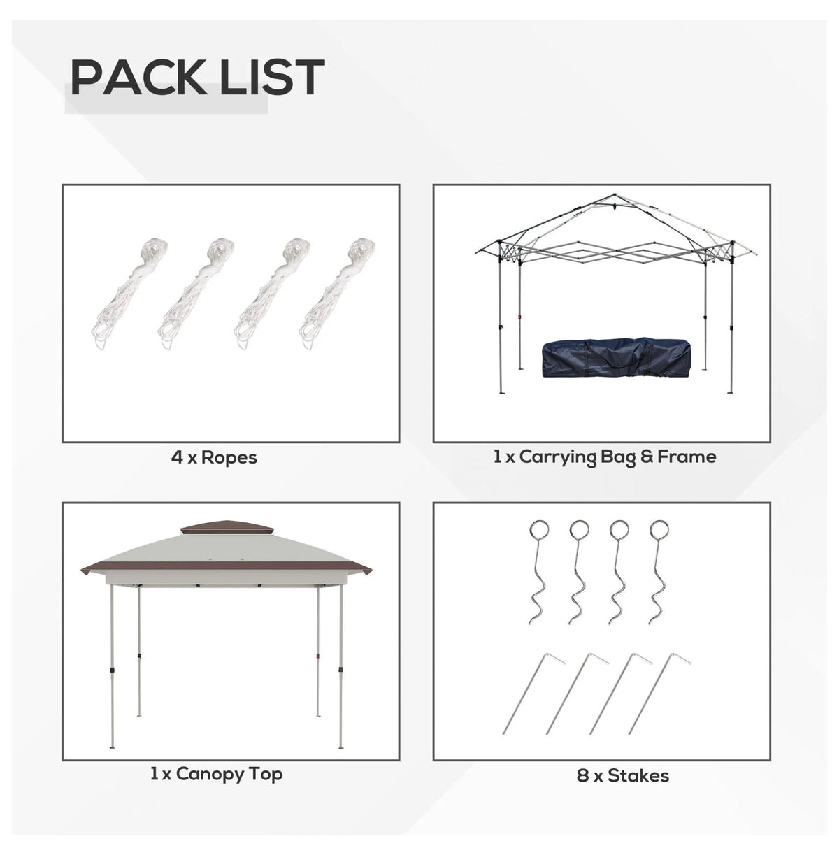 12' x 12' Pop Up Canopy Tent with Netting and Carry Bag, Instant Sun Shelter with 137 sq.ft Shade, Beige and Brown
