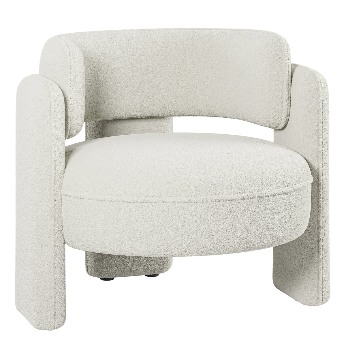 BELLEZE Sherpa Boucle Chair, Modern Barrel Accent Chair Comfy Round Upholstered Armchair Accent Side Chair for Living Room, Bedrooms, Corner - Quinton White