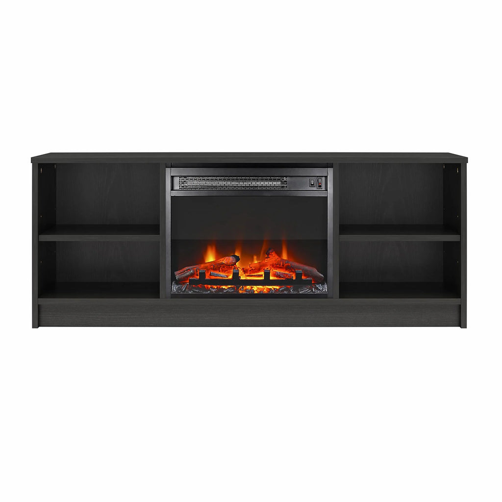 Mainstays Fireplace TV Stand, for TVs up to 55", Black Oak